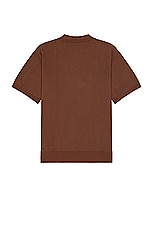 WAO Short Sleeve Pattern Knit Polo in Brown & Taupe, view 2, click to view large image.