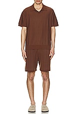 WAO Short Sleeve Pattern Knit Polo in Brown & Taupe, view 4, click to view large image.