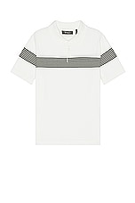 WAO Chest Stripe Polo in Ivory & Black, view 1, click to view large image.