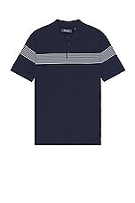 WAO Chest Stripe Polo in Navy & Ivory, view 1, click to view large image.