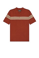 WAO Chest Stripe Polo in Rust & Tan, view 1, click to view large image.