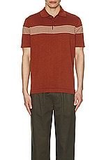 WAO Chest Stripe Polo in Rust & Tan, view 3, click to view large image.
