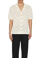WAO Open Knit Camp Shirt in Cream, view 4, click to view large image.