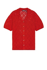WAO Open Knit Camp Shirt in Burnt Orange, view 1, click to view large image.