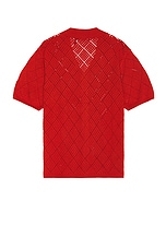 WAO Open Knit Camp Shirt in Burnt Orange, view 2, click to view large image.
