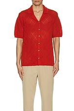 WAO Open Knit Camp Shirt in Burnt Orange, view 4, click to view large image.