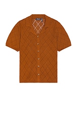 WAO Open Knit Camp Shirt in Brown, view 1, click to view large image.