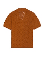 WAO Open Knit Camp Shirt in Brown, view 2, click to view large image.