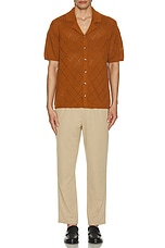 WAO Open Knit Camp Shirt in Brown, view 5, click to view large image.