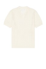 WAO Open Knit Short Sleeve Polo in Cream, view 2, click to view large image.