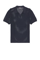 WAO Open Knit Short Sleeve Polo in Navy, view 1, click to view large image.