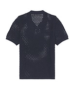 WAO Open Knit Short Sleeve Polo in Navy, view 2, click to view large image.