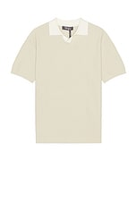 WAO Contrast Collar Polo in Beige, view 1, click to view large image.