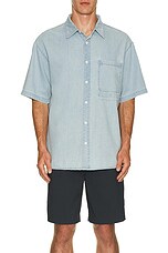 WAO Short Sleeve Denim Shirt in Light Blue, view 3, click to view large image.