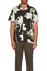 WAO The Camp Shirt in Black White Floral, view 3, click to view large image.