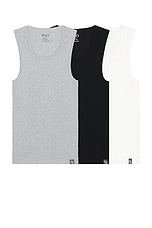 WAO The Fitted Tank 3 Pack in bwg multi pack, view 1, click to view large image.