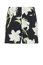 WAO The Swim Short in Black White Floral, view 2, click to view large image.