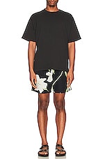 WAO The Swim Short in Black White Floral, view 4, click to view large image.