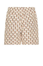 WAO The Swim Short in Cream Multi Chain, view 2, click to view large image.