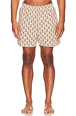 WAO The Swim Short in Cream Multi Chain, view 3, click to view large image.