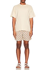 WAO The Swim Short in Cream Multi Chain, view 4, click to view large image.