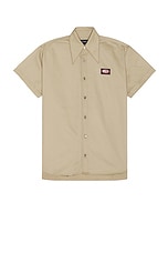 Willy Chavarria Pachuco Work Shirt in Khaki, view 1, click to view large image.