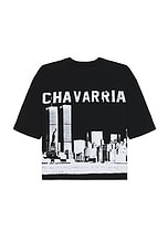 Willy Chavarria Nueva York Buffalo Tee in Black, view 2, click to view large image.