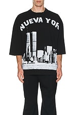 Willy Chavarria Nueva York Buffalo Tee in Black, view 3, click to view large image.