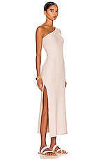 Weekend Stories Keane One Shoulder Midi Dress in Ivory, view 2, click to view large image.