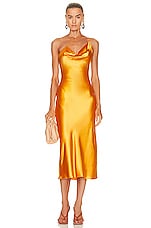 Weekend Stories Sandrine Midi Dress in Melon, view 1, click to view large image.