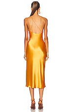 Weekend Stories Sandrine Midi Dress in Melon, view 3, click to view large image.