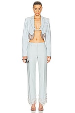 Wiederhoeft Embroidered Pearl &amp; Crystal Trouser in Light Blue, view 4, click to view large image.
