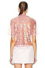 Wiederhoeft Pailettes Cropped Button Up Shirt in Blush, view 3, click to view large image.