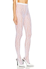 WARDROBE.NYC Lace Tights in Off White, view 2, click to view large image.