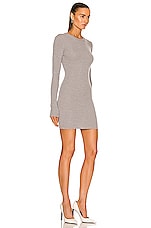 WARDROBE.NYC Ribbed Long Sleeve Dress Mini in Grey Marl, view 2, click to view large image.