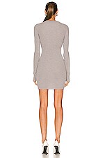 WARDROBE.NYC Ribbed Long Sleeve Dress Mini in Grey Marl, view 3, click to view large image.