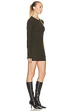 WARDROBE.NYC Ribbed Long Sleeve Mini Dress in Military, view 2, click to view large image.
