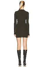 WARDROBE.NYC Ribbed Long Sleeve Mini Dress in Military, view 3, click to view large image.