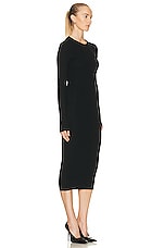 WARDROBE.NYC Ribbed Long Sleeve Dress in Black, view 2, click to view large image.