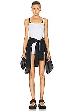WARDROBE.NYC Ruched Slip Mini Dress in White, view 4, click to view large image.