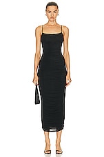 WARDROBE.NYC Ruched Slip Dress in Black, view 1, click to view large image.