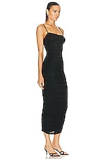 WARDROBE.NYC Ruched Slip Dress in Black, view 2, click to view large image.