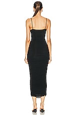 WARDROBE.NYC Ruched Slip Dress in Black, view 3, click to view large image.