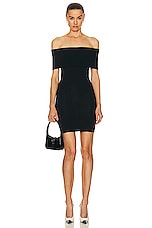 WARDROBE.NYC Off The Shoulder Mini Dress in Black, view 1, click to view large image.