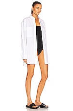 WARDROBE.NYC Shirt Mini Dress in White, view 3, click to view large image.