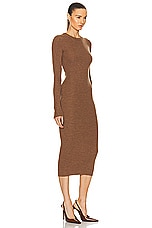 WARDROBE.NYC Ribbed Long Sleeve Dress in Brown, view 2, click to view large image.