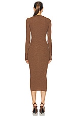 WARDROBE.NYC Ribbed Long Sleeve Dress in Brown, view 3, click to view large image.