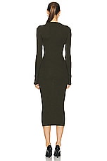 WARDROBE.NYC Ribbed Long Sleeve Dress in Military, view 3, click to view large image.