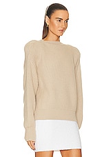 WARDROBE.NYC x Hailey Bieber Hb Knit Sweater in Beige, view 2, click to view large image.