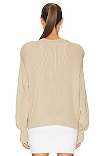 WARDROBE.NYC x Hailey Bieber Hb Knit Sweater in Beige, view 3, click to view large image.